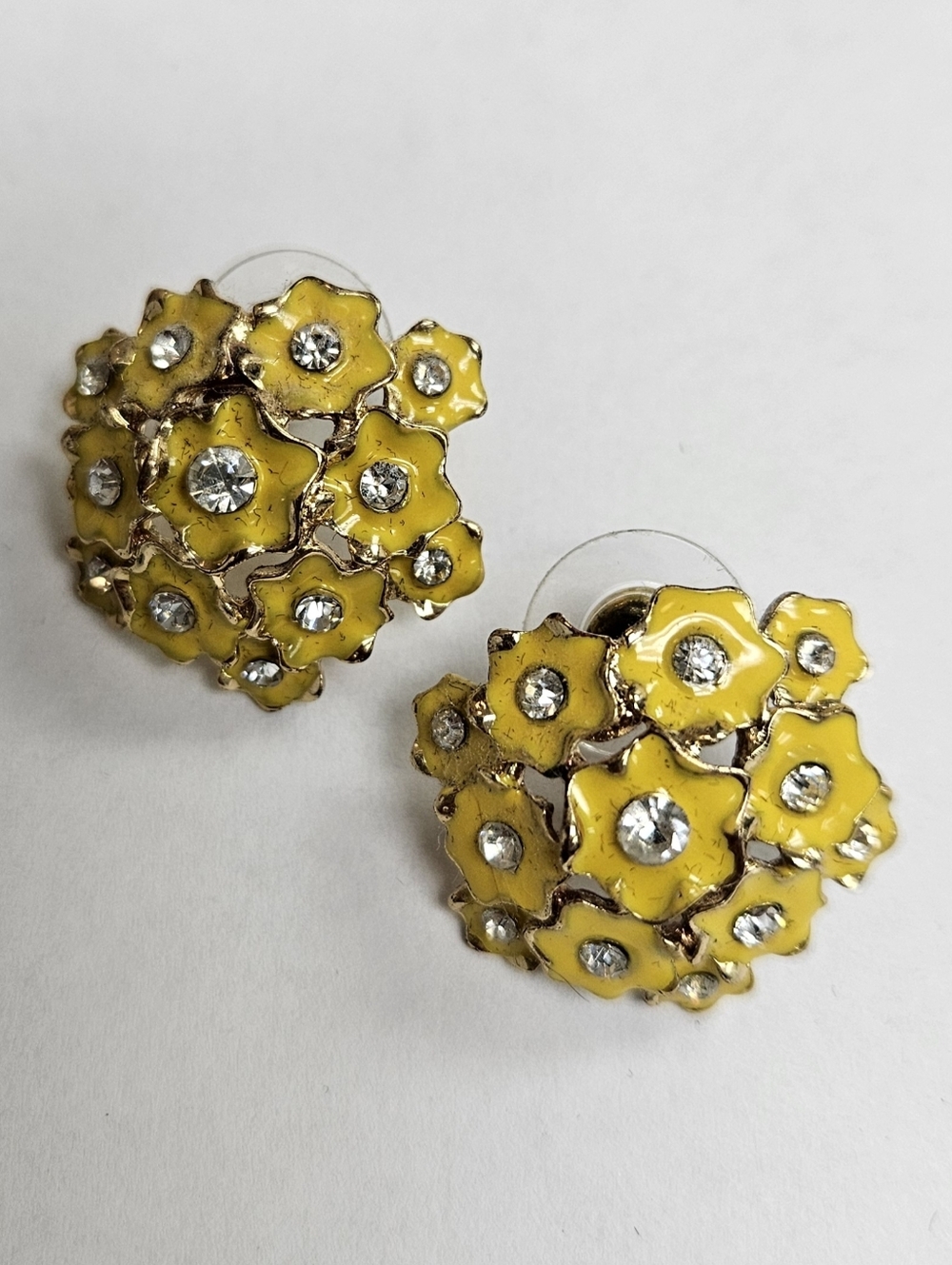 Yellow Floral Cluster Stud Earrings